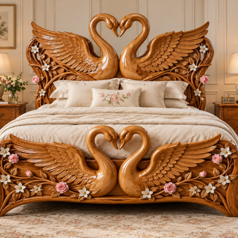 Double Swan Bedstead