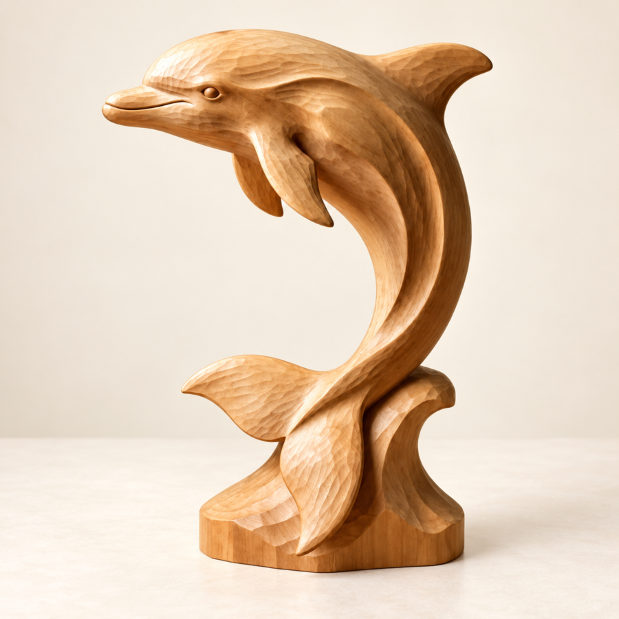 Single Dolphin Wave Carving