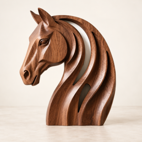Stylized Carved Horse Bust