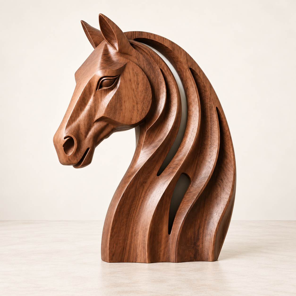 Stylized Carved Horse Bust - Image 2