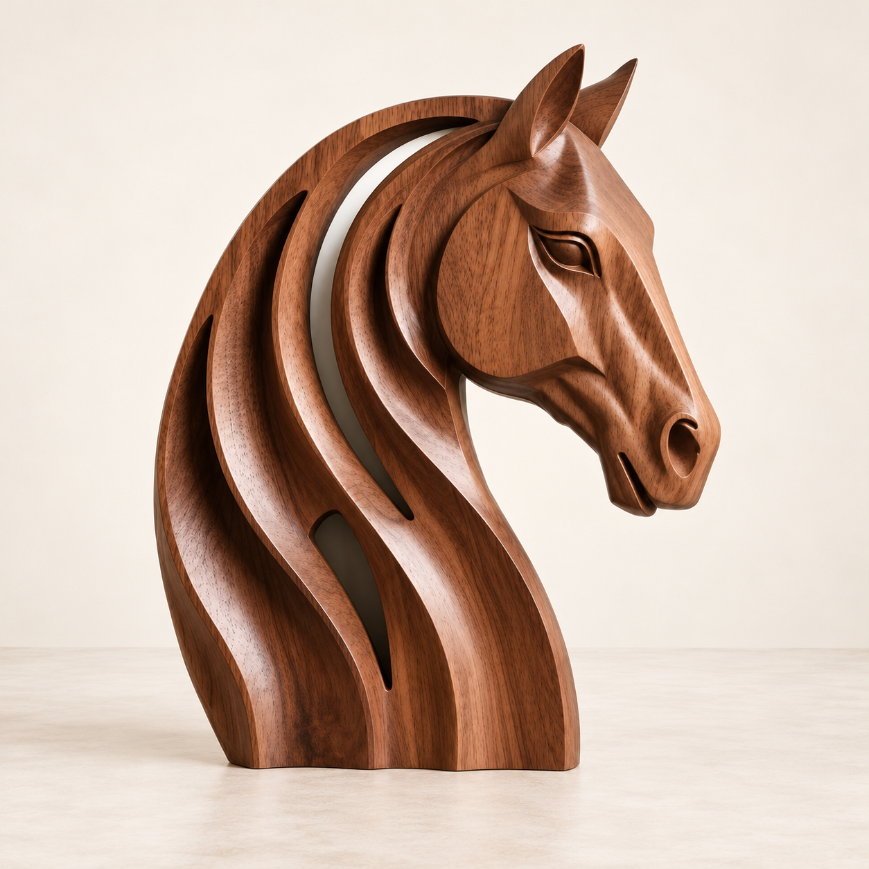 Stylized Carved Horse Bust - Image 3