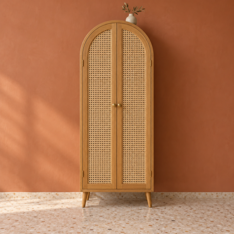 Dilsa Cane Arch Storage Cabinet