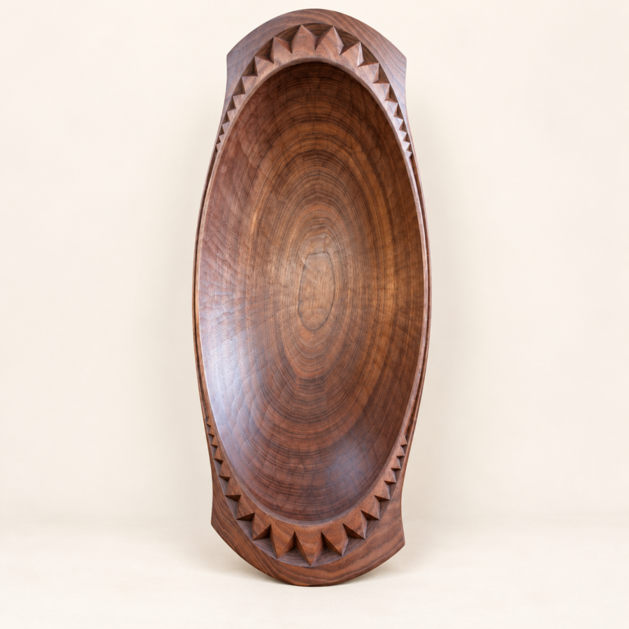 Carved Oval Boat Bowl