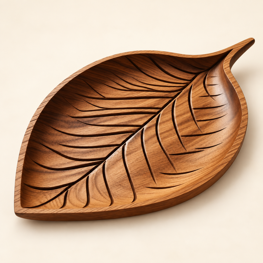Veined Leaf Serving Platter