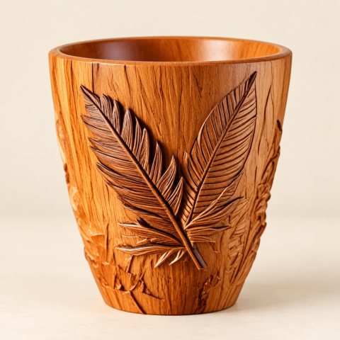 Turned Vessel with Fern Relief