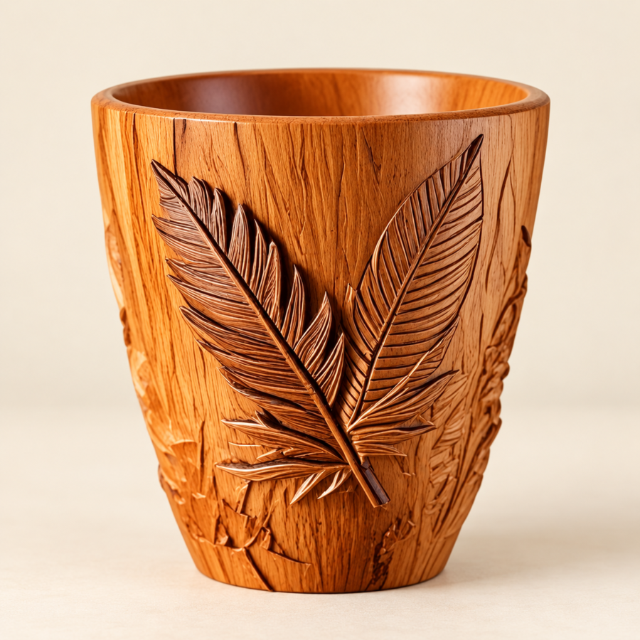 Turned Vessel with Fern Relief
