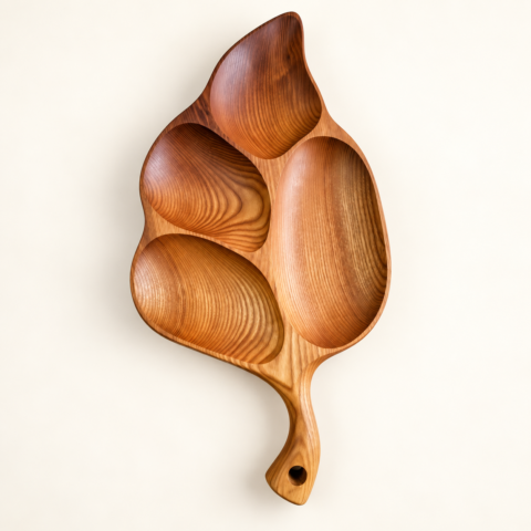 Three-Compartment Leaf Dish