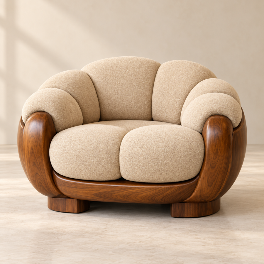 Curved Timber Club Chair