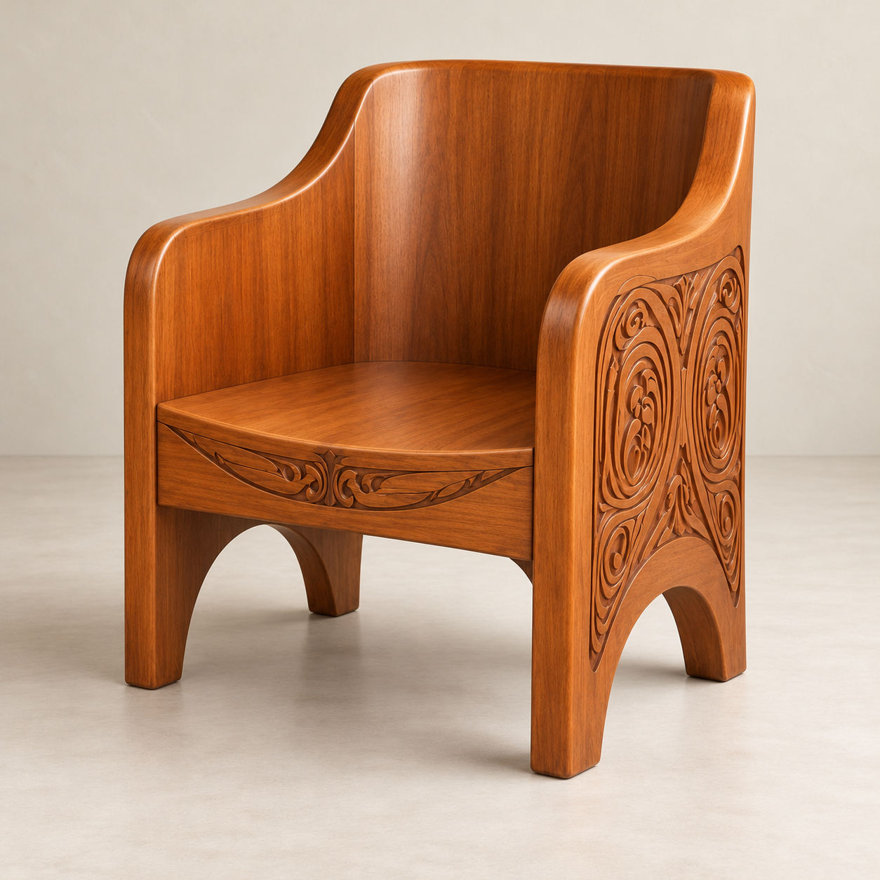 Barrel-Back Timber Armchair - Image 2