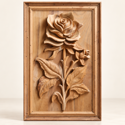 Carved Rose Wall Panel