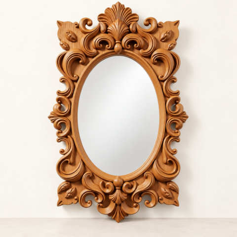 Baroque Carved Oval Mirror