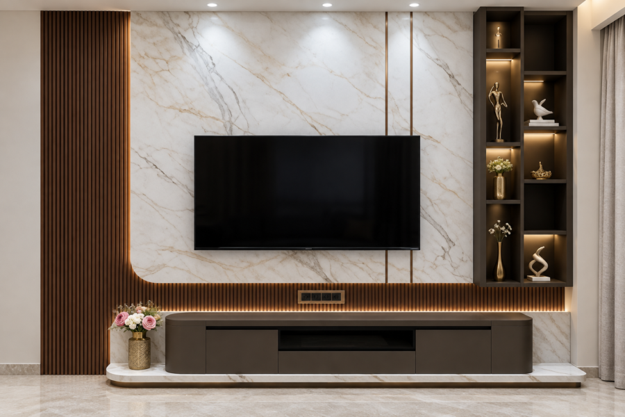 Dilsa Marblewood TV Wall Unit
