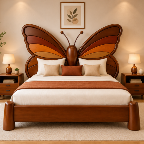 Butterfly Headboard Bed